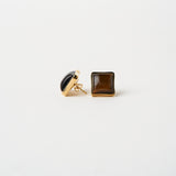The Cufflink Stud Earring - Large in Tiger's Eye