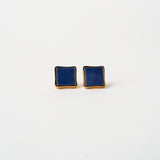 The Cufflink Stud Earring - Large In Blue Aventurine