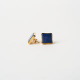 The Cufflink Stud Earring - Large In Blue Aventurine