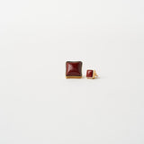 The Cufflink Stud Earring - Small in Red Jasper