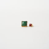 The Cufflink Stud Earring - Large in Dark Green Aventurine