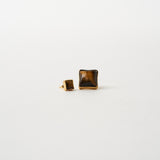 The Cufflink Stud Earring - Large in Tiger's Eye