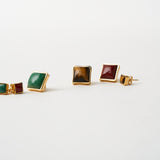 The Cufflink Stud Earring - Large in Dark Green Aventurine