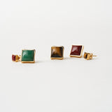 The Cufflink Stud Earring - Large in Tiger's Eye