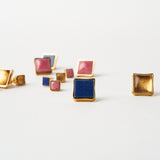 The Cufflink Stud Earring - Small in Blue Aventurine