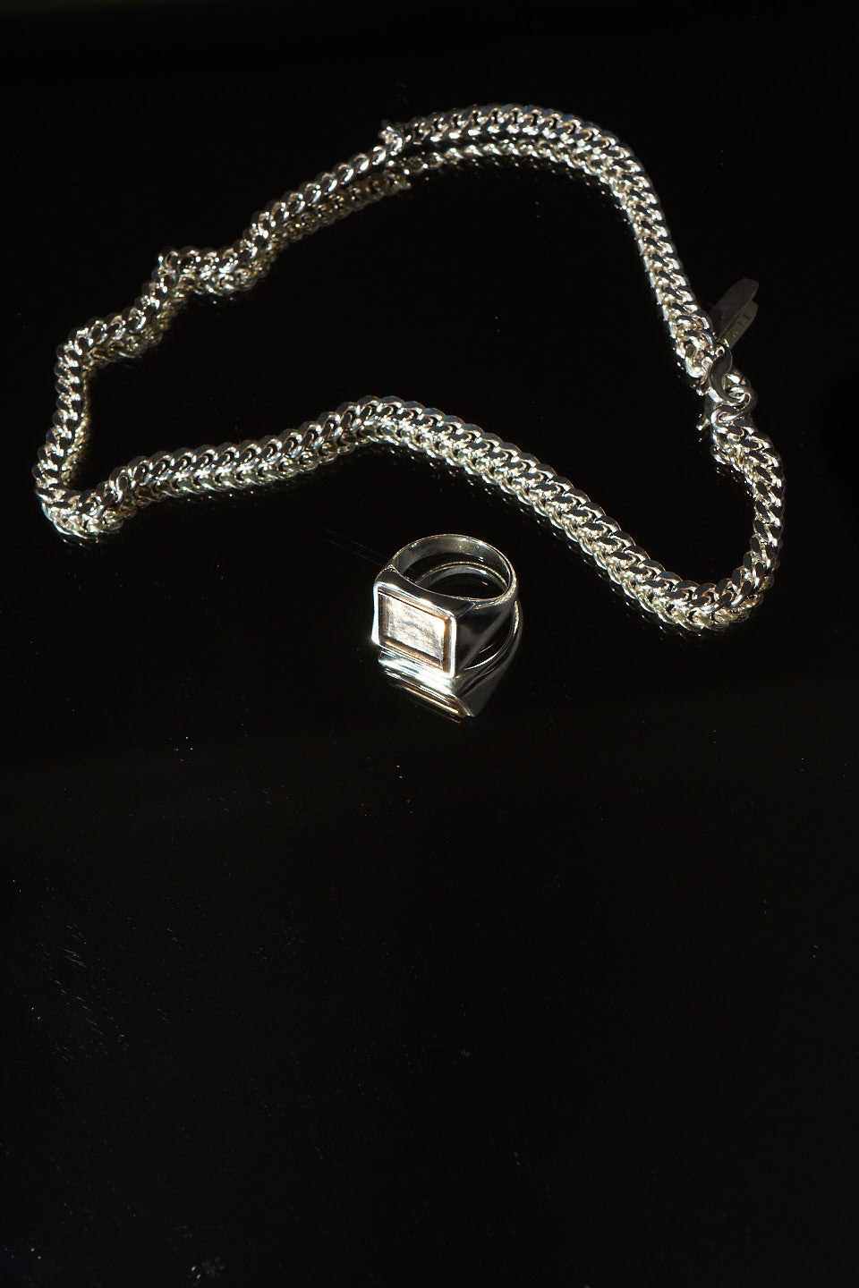 The Nina Flat Signet Ring in Smoky Quartz