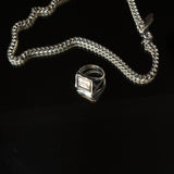 The Nina Flat Signet Ring in Smoky Quartz