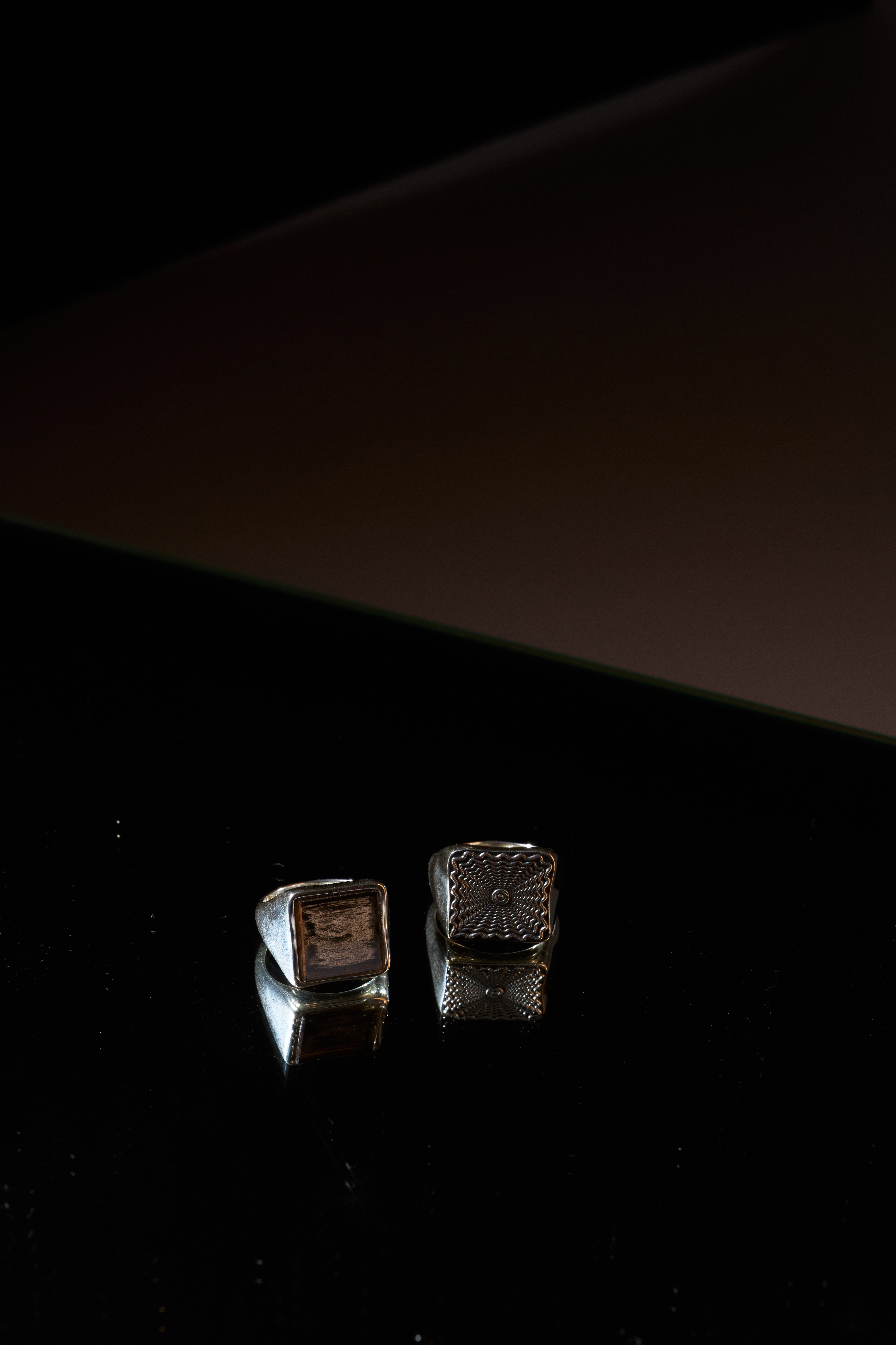 The Chaos Sunburst Square Signet in Sterling Silver