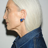 The Cufflink Stud Earring - Small in Blue Aventurine
