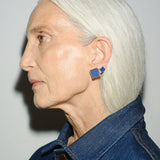 The Cufflink Stud Earring - Small in Blue Aventurine