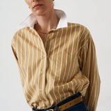 The Tipped Weekend Shirt in Gold Stripe