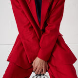 The Linen Oversized Blazer in Red