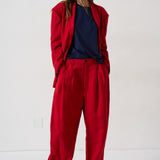 The Linen Oversized Blazer in Red