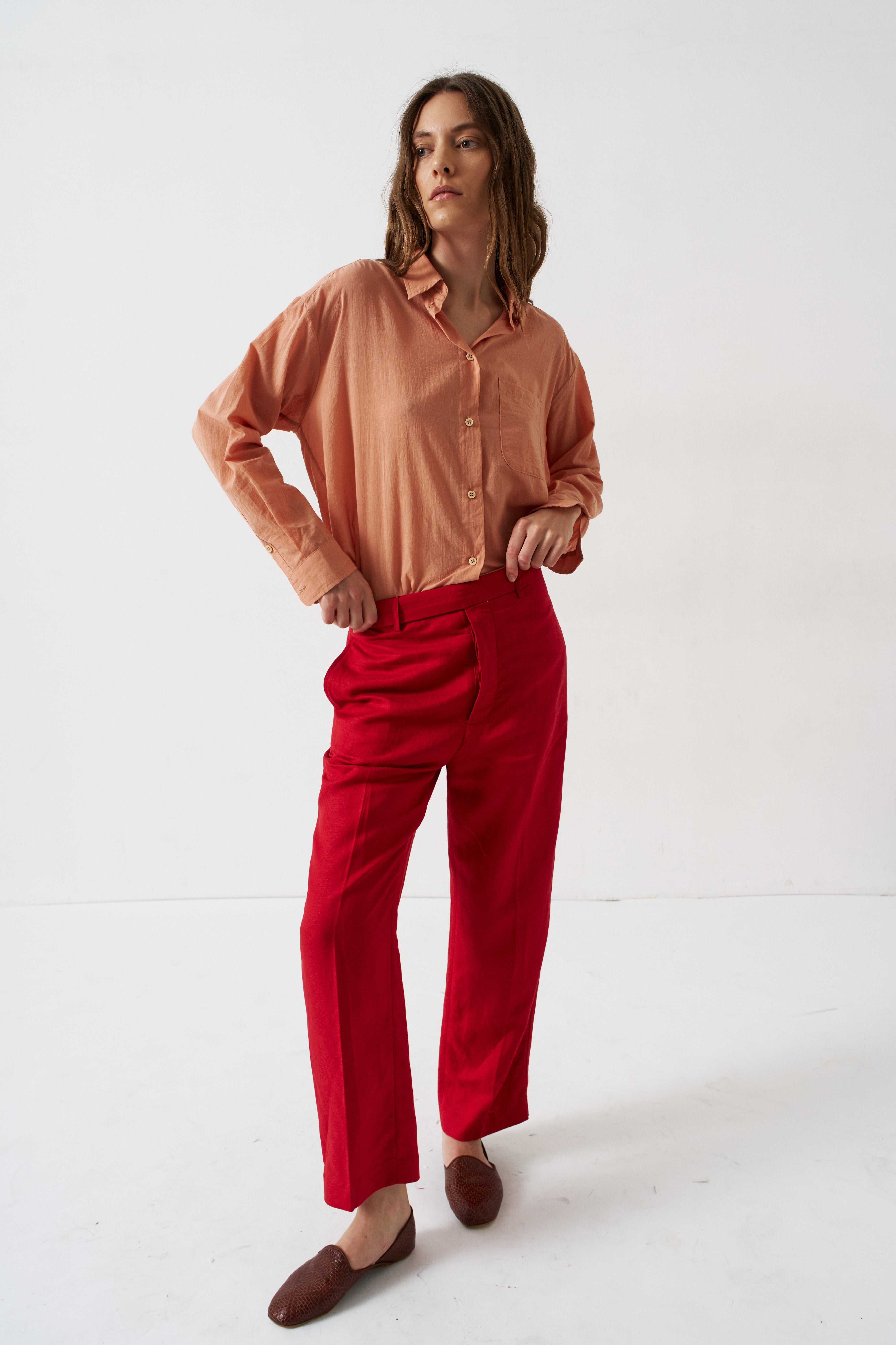 The Cotton Essential Shirt in Dusty Peach