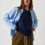 The Weekend Shirt in Teal Stripe
