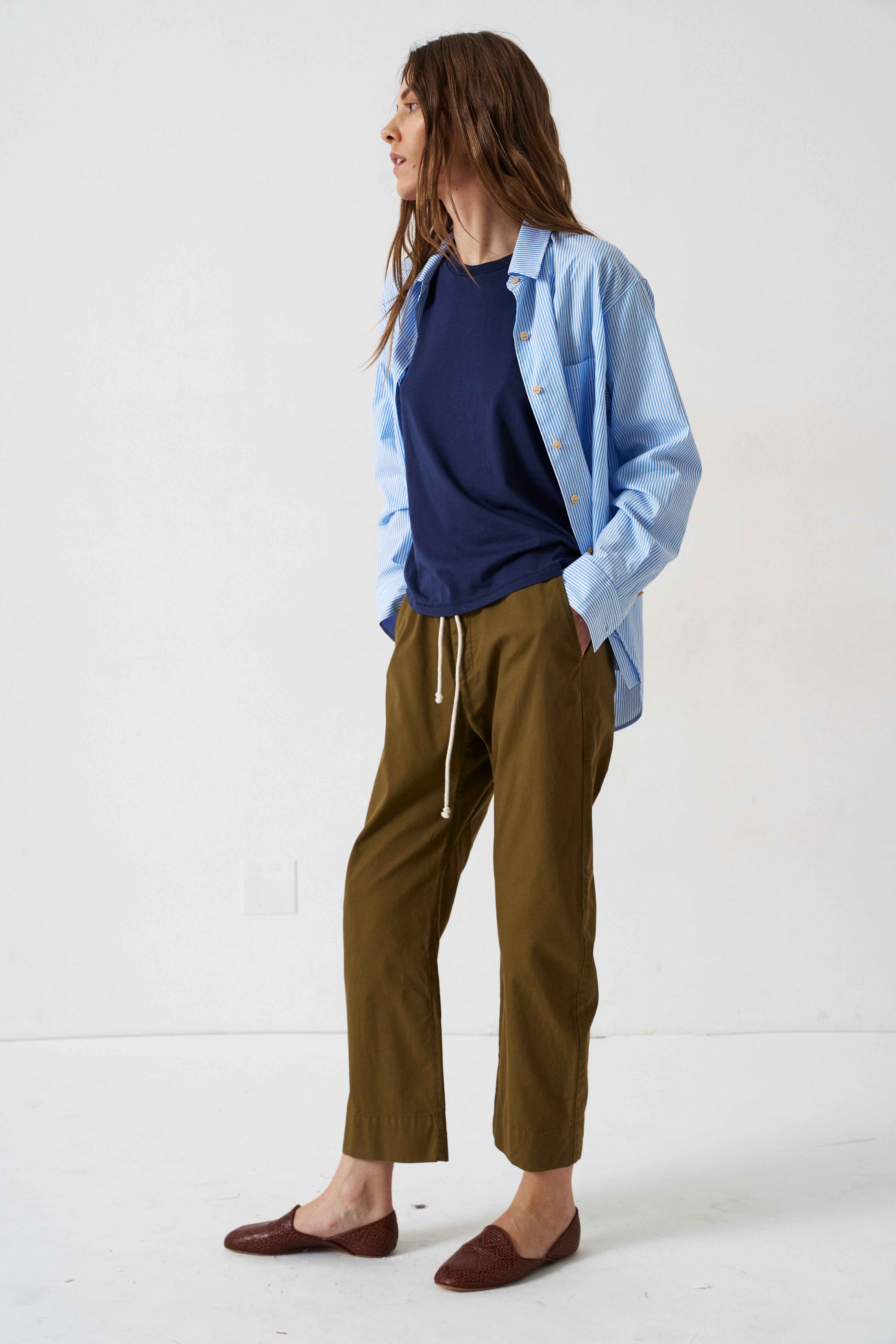 The Weekend Shirt in Teal Stripe – Jamie Haller