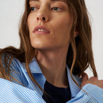 The Weekend Shirt in Teal Stripe