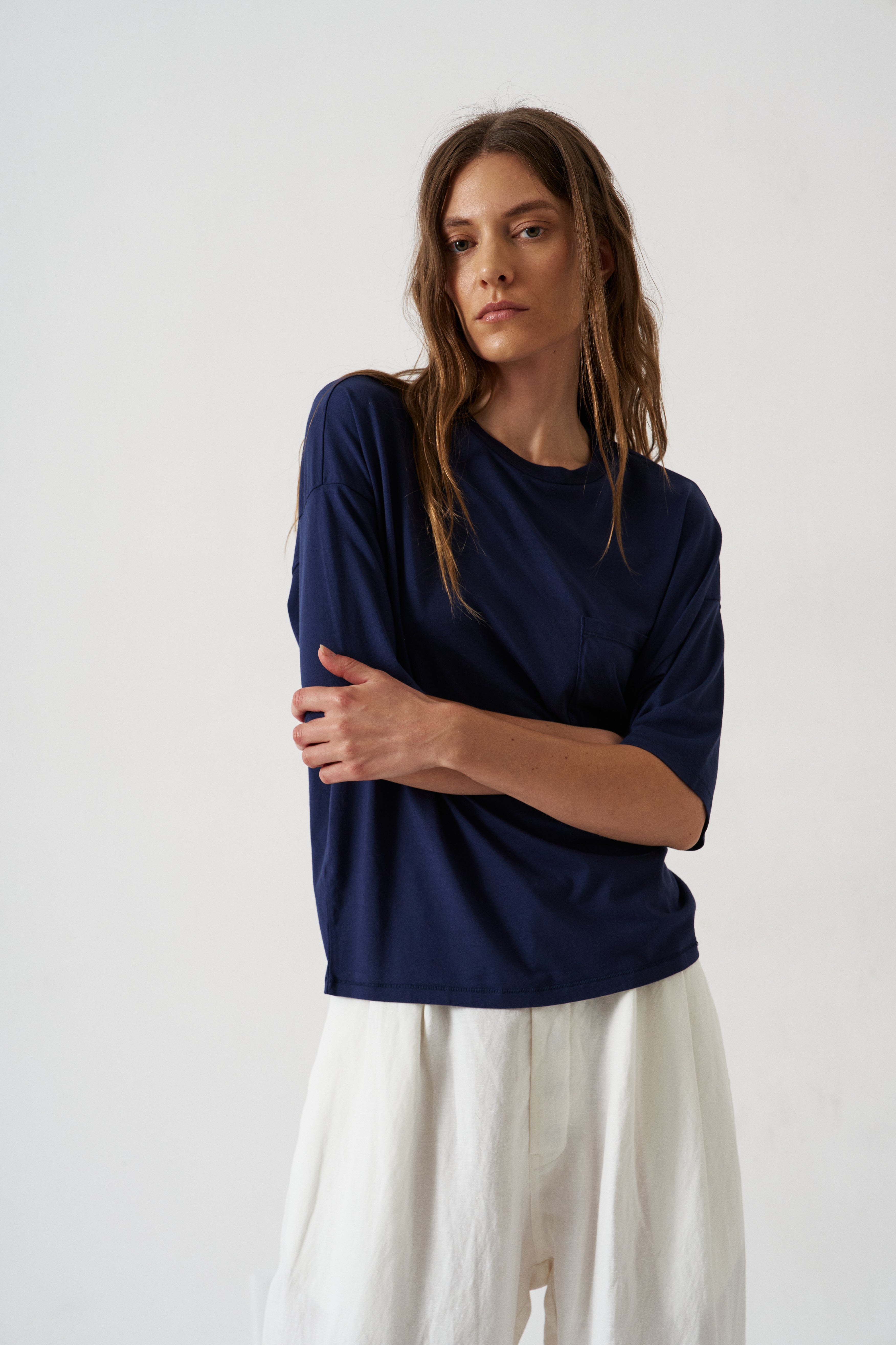 The Boxy Tee in Navy
