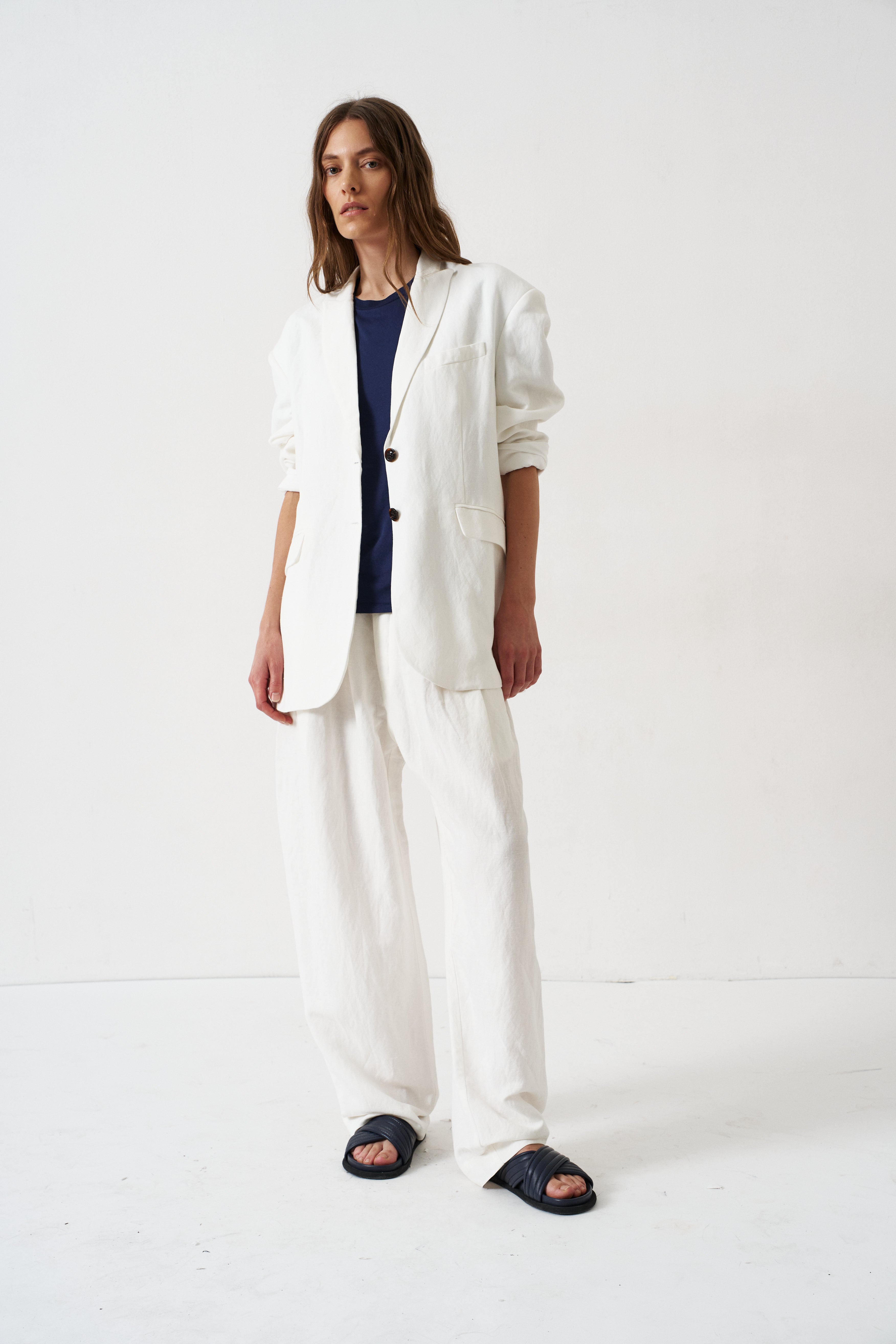 The Linen Oversized Blazer in White
