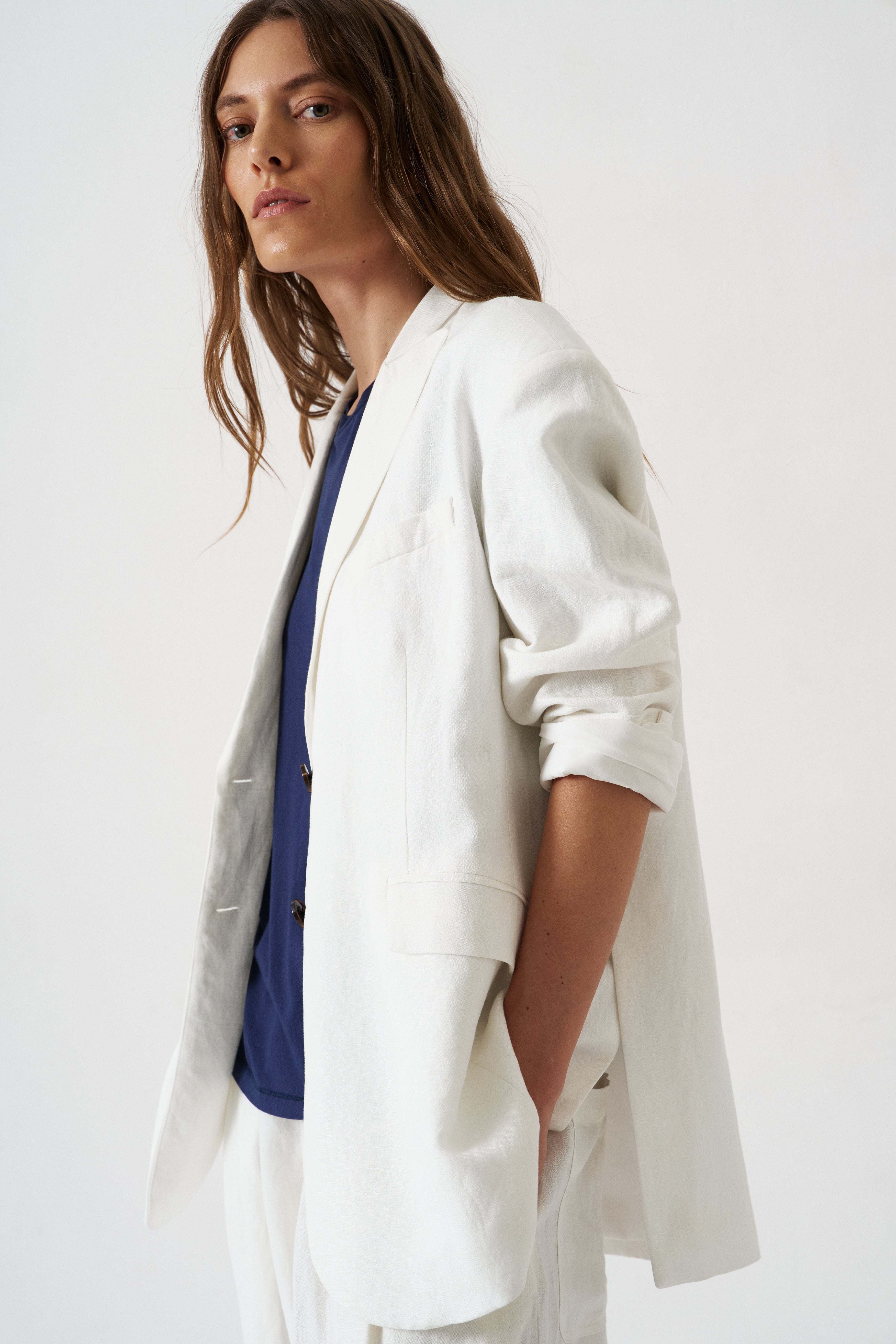 The Linen Oversized Blazer in White