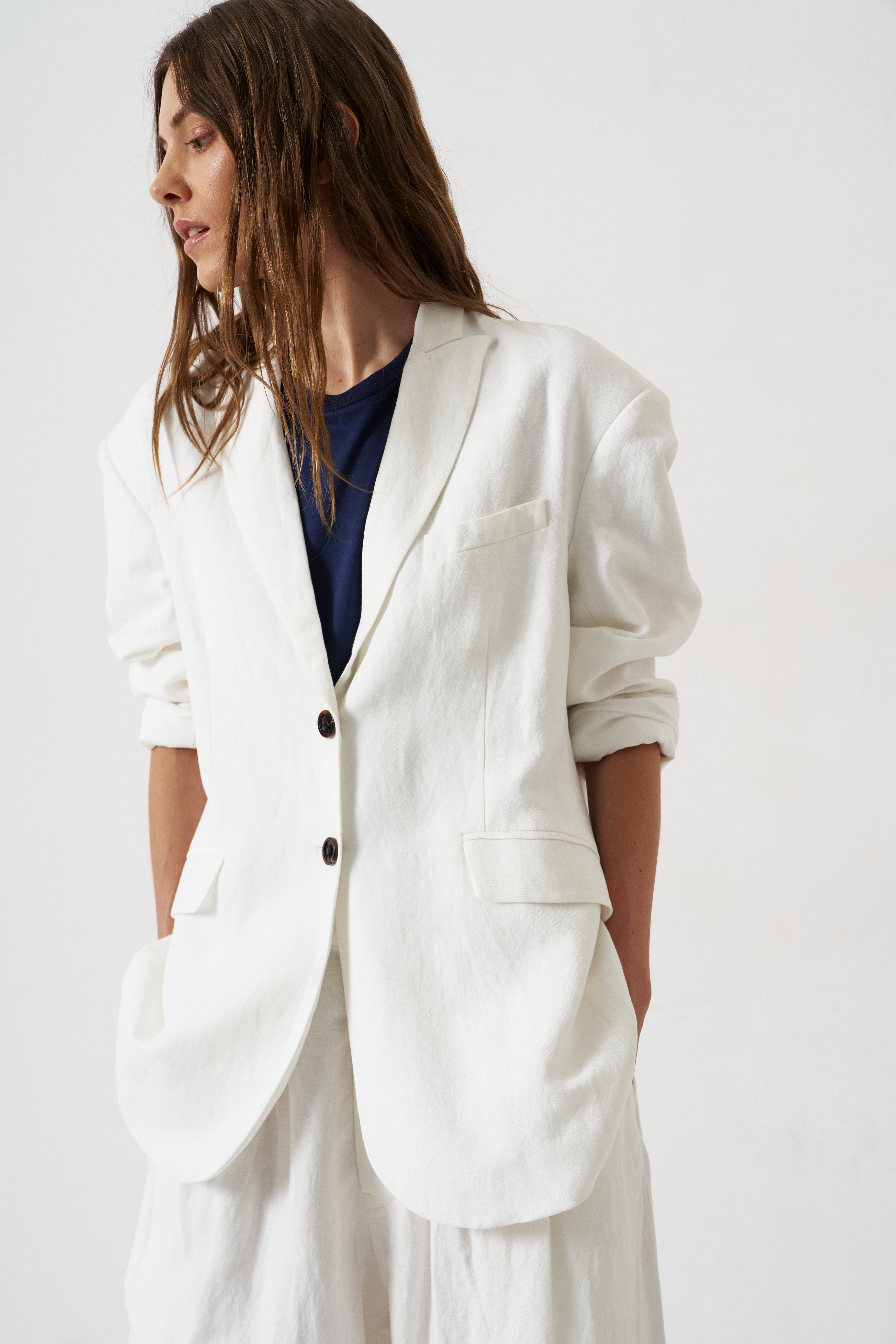 The Linen Oversized Blazer in White
