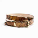 The Slim Bar Belt in Mustard Python