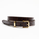 The Slim Bar Belt in Oxblood Croc