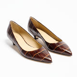 The Kitty Point Heel in Oxblood Croc