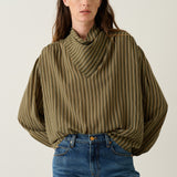 The Hankie Blouse in Cypress Stripe