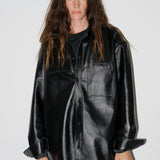 The Leather Essential Shirt in Black