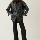 The Leather Essential Shirt in Black