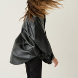 The Leather Essential Shirt in Black