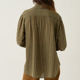 The Lucy Blouse in Cypress Stripe