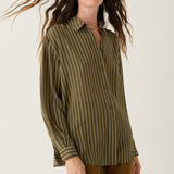 The Lucy Blouse in Cypress Stripe