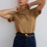 The Cowl Tee in Gold Lame
