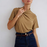 The Cowl Tee in Gold Lame
