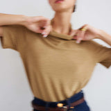 The Cowl Tee in Gold Lame