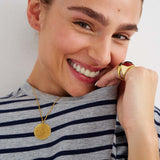 The Boxy Tee in Heather Navy Stripe