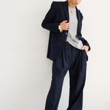 The Triple Pleat Trouser in Dark Navy