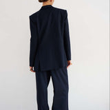 The Triple Pleat Trouser in Dark Navy