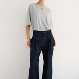 The Triple Pleat Trouser in Dark Navy