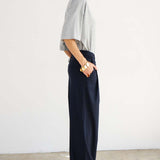 The Triple Pleat Trouser in Dark Navy