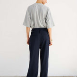 The Triple Pleat Trouser in Dark Navy