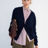 The Welt Pocket Cashmere Cardigan in Navy