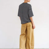 The Boxy Tee in Black White Stripe