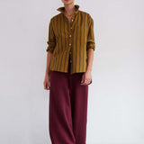 The Wide Leg Terry Trouser in Cherry Cola