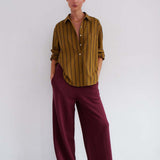 The Wide Leg Terry Trouser in Cherry Cola