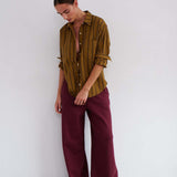 The Wide Leg Terry Trouser in Cherry Cola