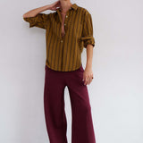 The Wide Leg Terry Trouser in Cherry Cola