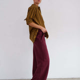 The Wide Leg Terry Trouser in Cherry Cola